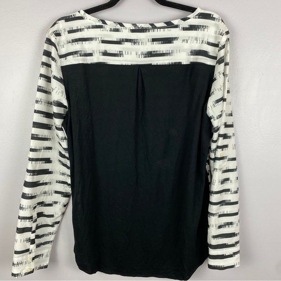 Calvin Klein Classic Contemporary Striped Viscose Blend Blouse Large Black White - Picture 14 of 14